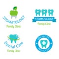 Vector dental stomatology clinic badge icon.