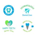 Vector dental stomatology clinic badge icon.