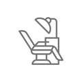 Vector dentist chair, medical equipment line icon.