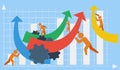 Vector depicting business or industrial growth in the context of team work