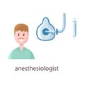 Isolated object of anesthesiologist and doctor sign. Set of anesthesiologist and anesthesia vector icon for stock.
