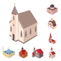 Vector design of architecture and building icon. Set of architecture and clergy stock vector illustration. Royalty Free Stock Photo