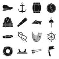 Vector design of attributes and vintage icon. Set of attributes and sea vector icon for stock. Royalty Free Stock Photo