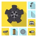 Vector design of auto and part icon. Set of auto and car vector icon for stock. Royalty Free Stock Photo