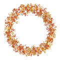 Vector design of autumn season round frame made of tree branches Royalty Free Stock Photo