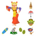 Isolated object of bali and indonesia symbol. Collection of bali and caribbean vector icon for stock.