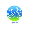 Vector design of bicycle shape in circle. Line art logo