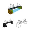 Vector design of bridge and rock icon. Collection of bridge and brick vector icon for stock.