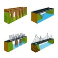 Vector design of bridgework and architecture symbol. Set of bridgework and structure stock symbol for web.
