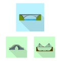 Vector design of bridgework and bridge sign. Set of bridgework and landmark vector icon for stock.