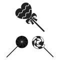 Vector design of cane and spiral logo. Set of cane and stick stock vector illustration.