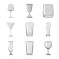Vector design of capacity and glassware logo. Set of capacity and restaurant stock vector illustration. Royalty Free Stock Photo