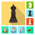 Vector design of checkmate and thin sign. Collection of checkmate and target stock vector illustration. Royalty Free Stock Photo