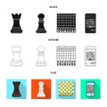 Isolated object of checkmate and thin symbol. Collection of checkmate and target vector icon for stock. Royalty Free Stock Photo