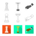 Vector design of checkmate and thin symbol. Set of checkmate and target vector icon for stock. Royalty Free Stock Photo