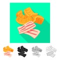 Vector design of chips and bacon icon. Set of chips and flavor vector icon for stock.