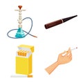 Isolated object of cigarette and tobacco sign. Collection of cigarette and nicotine vector icon for stock.