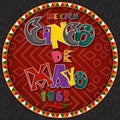Vector design in circular ornament_1_on Mexican theme celebrating Cinco de mayo in flat lettering calligraphy in circle Royalty Free Stock Photo