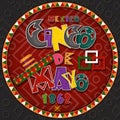 Vector design in circular ornament_3_on Mexican theme celebrating Cinco de mayo in flat lettering calligraphy in circle Royalty Free Stock Photo