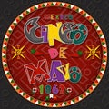 Vector design in circular ornament_7_on Mexican theme celebrating Cinco de mayo in flat lettering calligraphy in circle Royalty Free Stock Photo