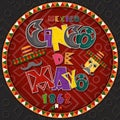 Vector design in circular ornament_5_on Mexican theme celebrating Cinco de mayo in flat lettering calligraphy in circle Royalty Free Stock Photo