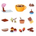 Vector design of cocoa and beans icon. Set of cocoa and sweetness stock symbol for web. Royalty Free Stock Photo