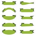 Vector design collection of green ribbons banners