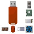 Isolated object of computer and hardware logo. Collection of computer and component stock symbol for web. Royalty Free Stock Photo