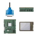 Vector design of computer and hardware symbol. Set of computer and component stock symbol for web. Royalty Free Stock Photo