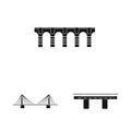 Vector design of construct and side sign. Set of construct and bridge stock symbol for web. Royalty Free Stock Photo