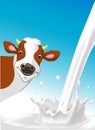 Vector design with cow and pouring milk