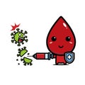 vector of cute blood character fighting virus