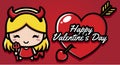 vector of cute devil girl cupid character on valentines day greetings
