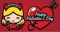 vector of cute devil girl cupid character on valentines day greetings Royalty Free Stock Photo