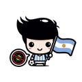vector of cute male character carrying argentina flag against virus