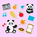 Vector design of cute panda stickers for kids