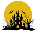 Castle and the moon. Halloween. Vector