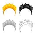 Vector design of diadem and laurel symbol. Collection of diadem and wreath stock symbol for web.