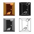 Vector design of door and flame icon. Set of door and exit stock vector illustration. Royalty Free Stock Photo