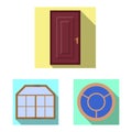 Vector design of door and front icon. Collection of door and wooden stock vector illustration. Royalty Free Stock Photo