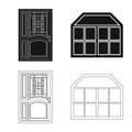 Vector design of door and front logo. Collection of door and wooden vector icon for stock. Royalty Free Stock Photo