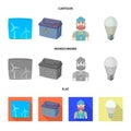 Vector design of electricity and electric icon. Collection of electricity and energy stock vector illustration. Royalty Free Stock Photo