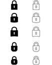 Vector set consisting of icons of locks.