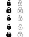 Vector set consisting of icons of locks.