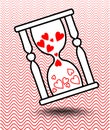 Vector design element - hourglass with hearts and shadow