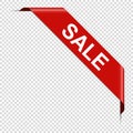 SALE - red corner ribbon banner on transparent background Royalty Free Stock Photo