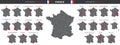 Set of vector maps of France on white background