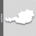 Vector white map of Austria with shadow on transparent background