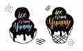 Ice-cream silhouettes with text labels.