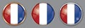 Round buttons with flag of France on transparent background Royalty Free Stock Photo